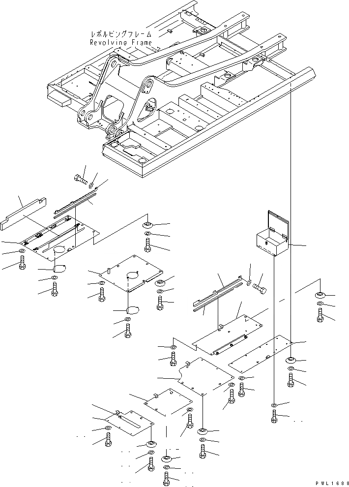 Схема запчастей Komatsu PC450LC-6K-J - НИЖН. КРЫШКА (УСИЛ.) (ОСНОВНАЯ РАМА)(№-) ЧАСТИ КОРПУСА