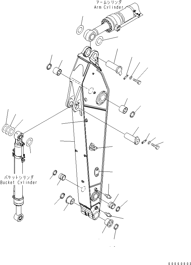 Схема запчастей Komatsu PC450LCHD-8 - РУКОЯТЬ (.9M РУКОЯТЬ) ( НАВЕСН. ОБОРУД) T РАБОЧЕЕ ОБОРУДОВАНИЕ
