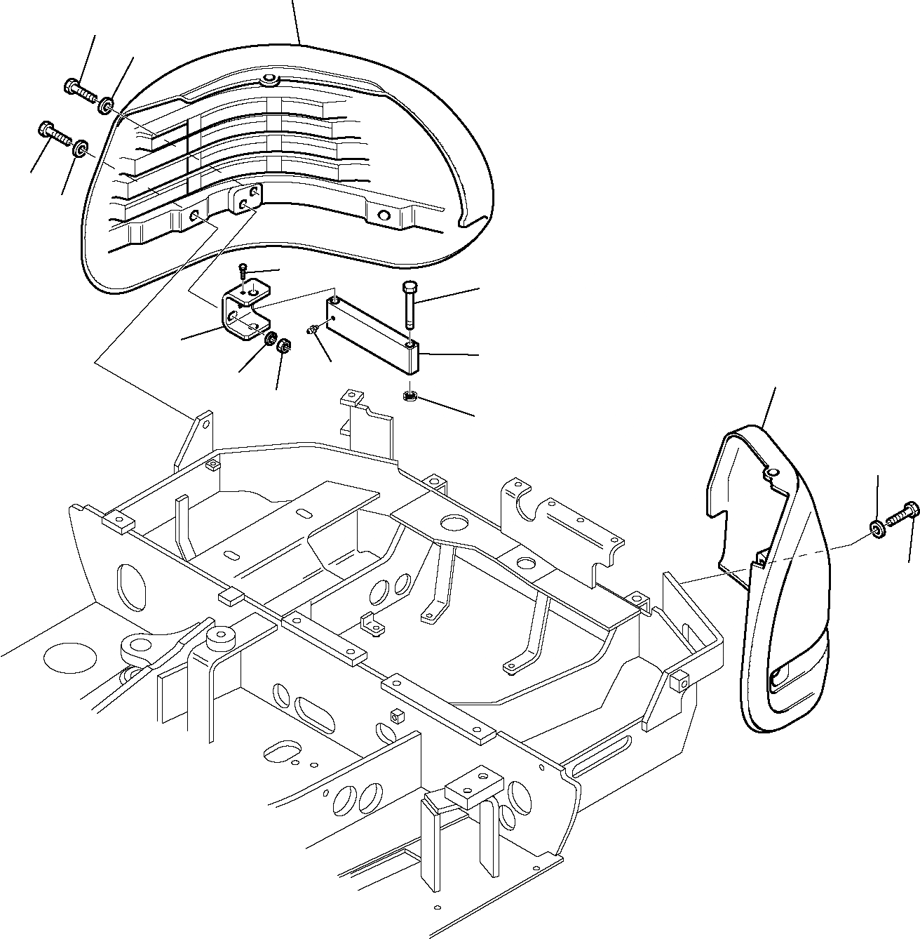 Схема запчастей Komatsu PC45R-8 - LATERAL ЗАЩИТА СИСТЕМА УПРАВЛЕНИЯ И ОСНОВНАЯ РАМА