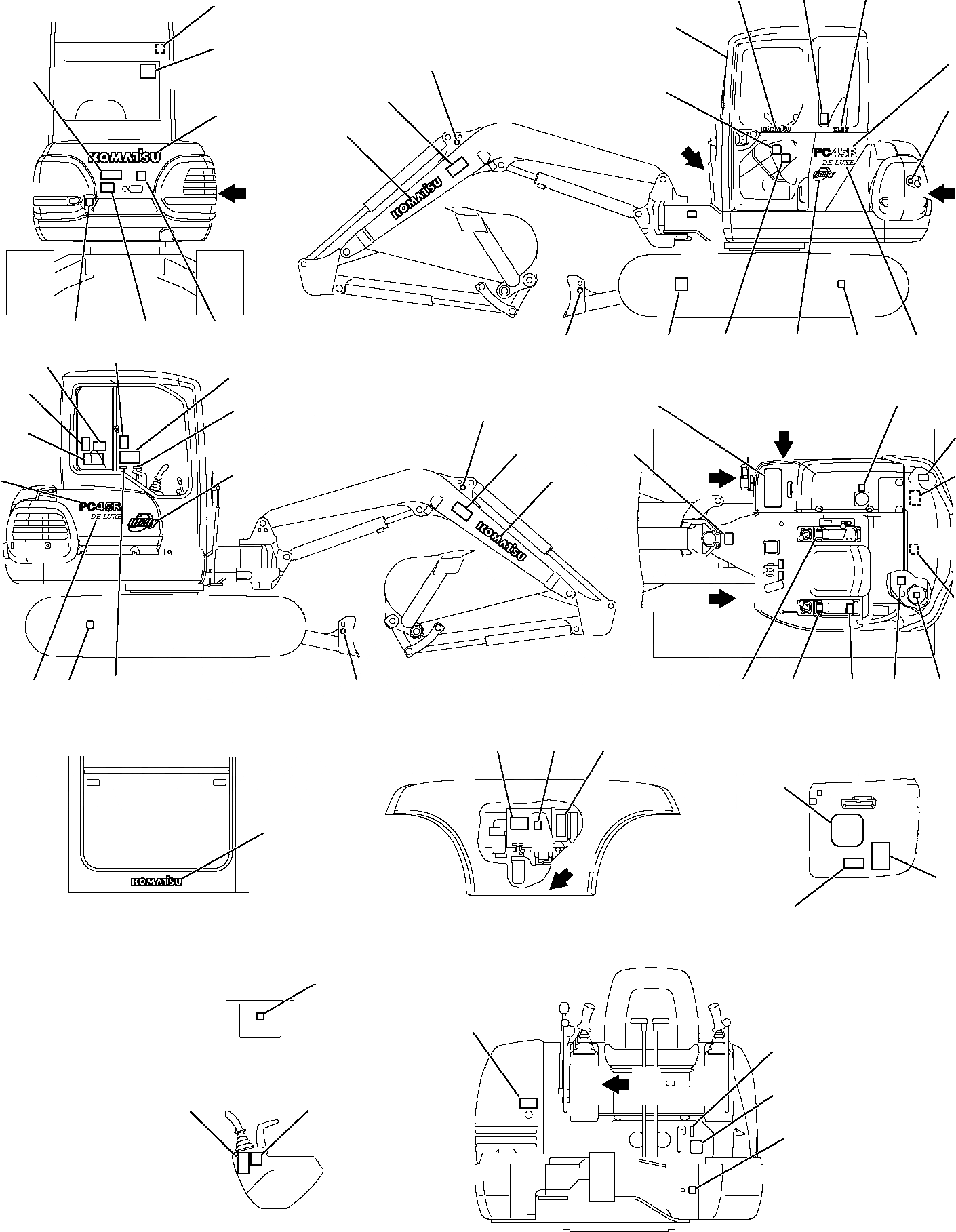 Схема запчастей Komatsu PC45R-8 - МАРКИРОВКА (КАБИНА) МАРКИРОВКА
