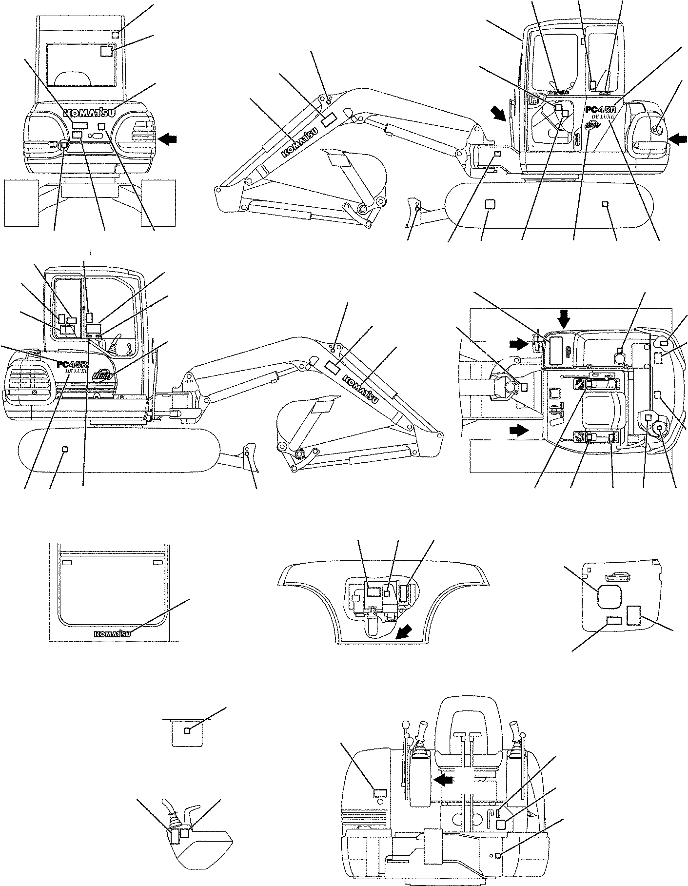 Схема запчастей Komatsu PC45R-8 - МАРКИРОВКА (КАБИНА) МАРКИРОВКА