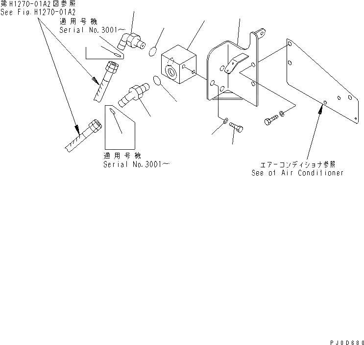 Схема запчастей Komatsu PC45MR-1 - ATTCHMENT ЛИНИЯ (БЛОК) (ДЛЯ ТЕЛЕСКОПИЧЕСК. РУКОЯТЬ)(№-) ГИДРАВЛИКА