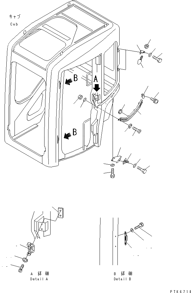 Схема запчастей Komatsu PC45MR-1 - КАБИНА (7/) (БЛОК ДВЕРИ) КАБИНА ОПЕРАТОРА И СИСТЕМА УПРАВЛЕНИЯ