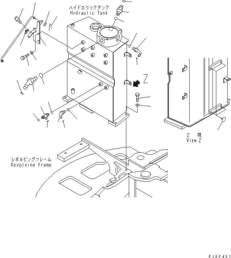 Схема запчастей Komatsu PC45MRX-1 - ГИДР. БАК. (ПАТРУБОК¤ КРЕПЛЕНИЕ И БАК КОРПУС)(№-) ГИДРАВЛИКА