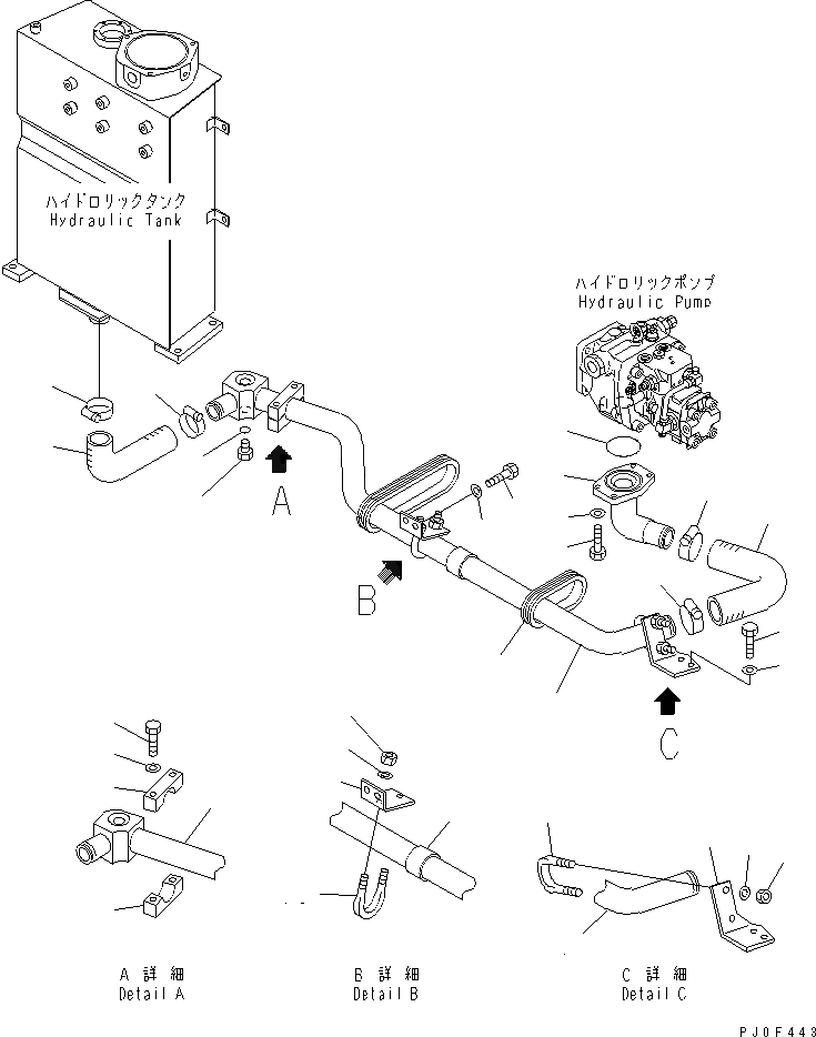 Схема запчастей Komatsu PC45MRX-1 - ВСАСЫВАЮЩАЯ ЛИНИЯ(С КОНДИЦИОНЕРОМ)(№-) ГИДРАВЛИКА