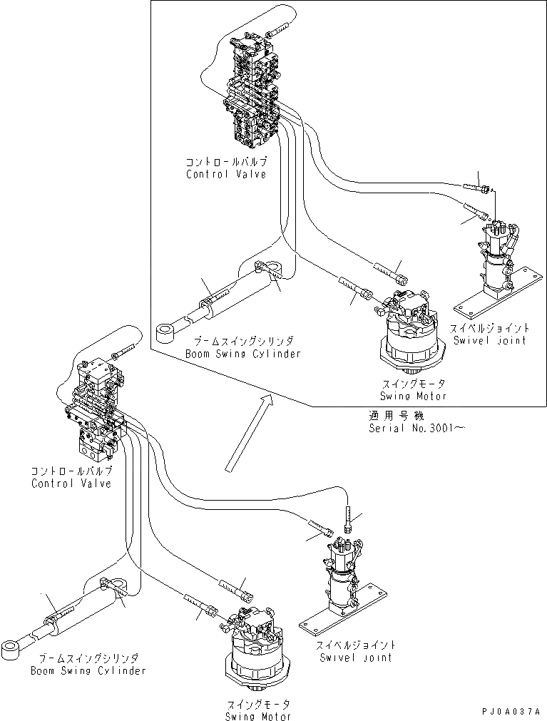 Схема запчастей Komatsu PC45MRX-1 - ACTUATER ЛИНИЯ (ОСНОВН. ЛИНИЯ /) (ДЛЯ ПОВОРОТН. ОТВАЛА С ИЗМ. УГЛОМ) ГИДРАВЛИКА