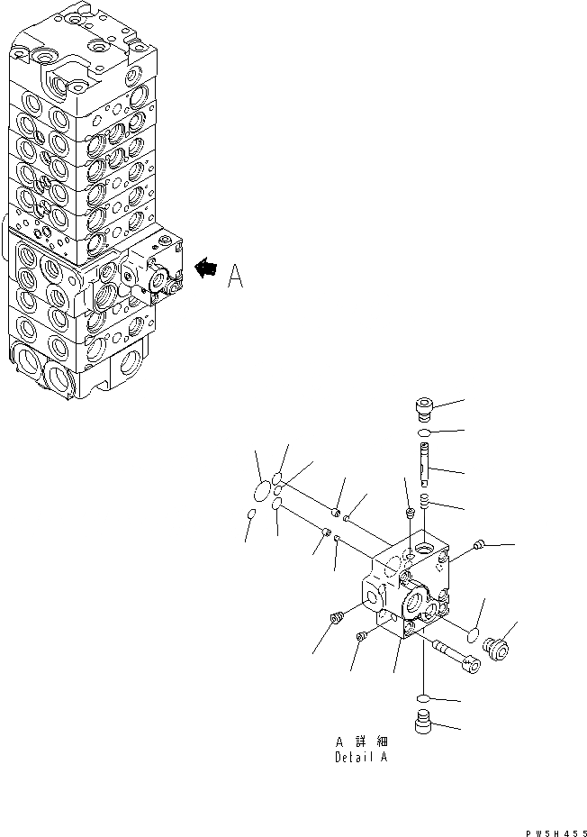 Схема запчастей Komatsu PC45MRX-1 - ОСНОВН. КЛАПАН (8-КЛАПАН) (/)(№-) ОСНОВН. КОМПОНЕНТЫ И РЕМКОМПЛЕКТЫ