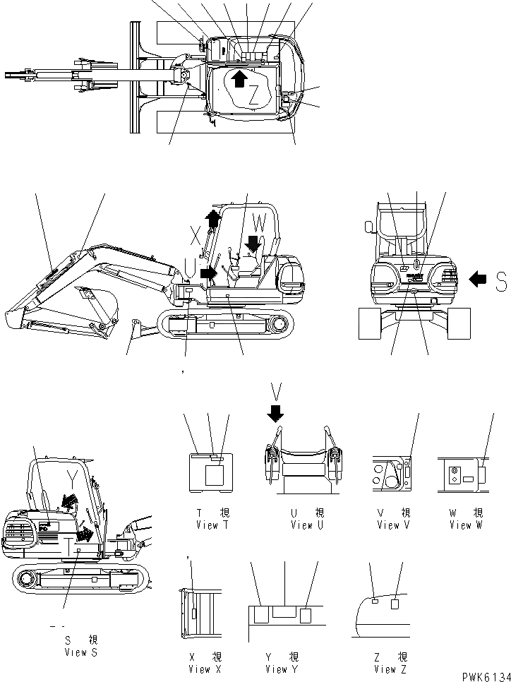 Схема запчастей Komatsu PC45R-8 - МАРКИРОВКА (ДЛЯ TOPS НАВЕС) (ДЛЯ США) МАРКИРОВКА