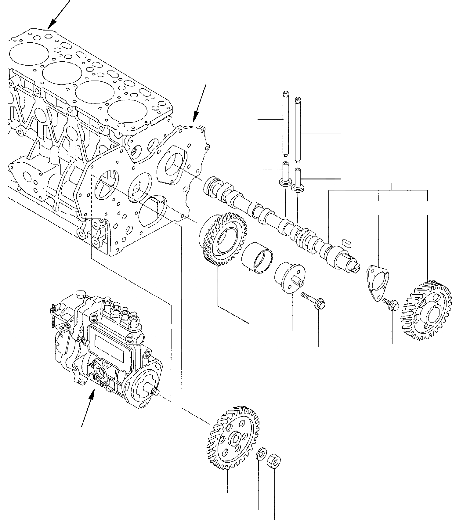 Схема запчастей Komatsu PC45R-8 - РАСПРЕДВАЛ И ВЕДУЩИЙ МЕХАНИЗМ ДВИГАТЕЛЬ