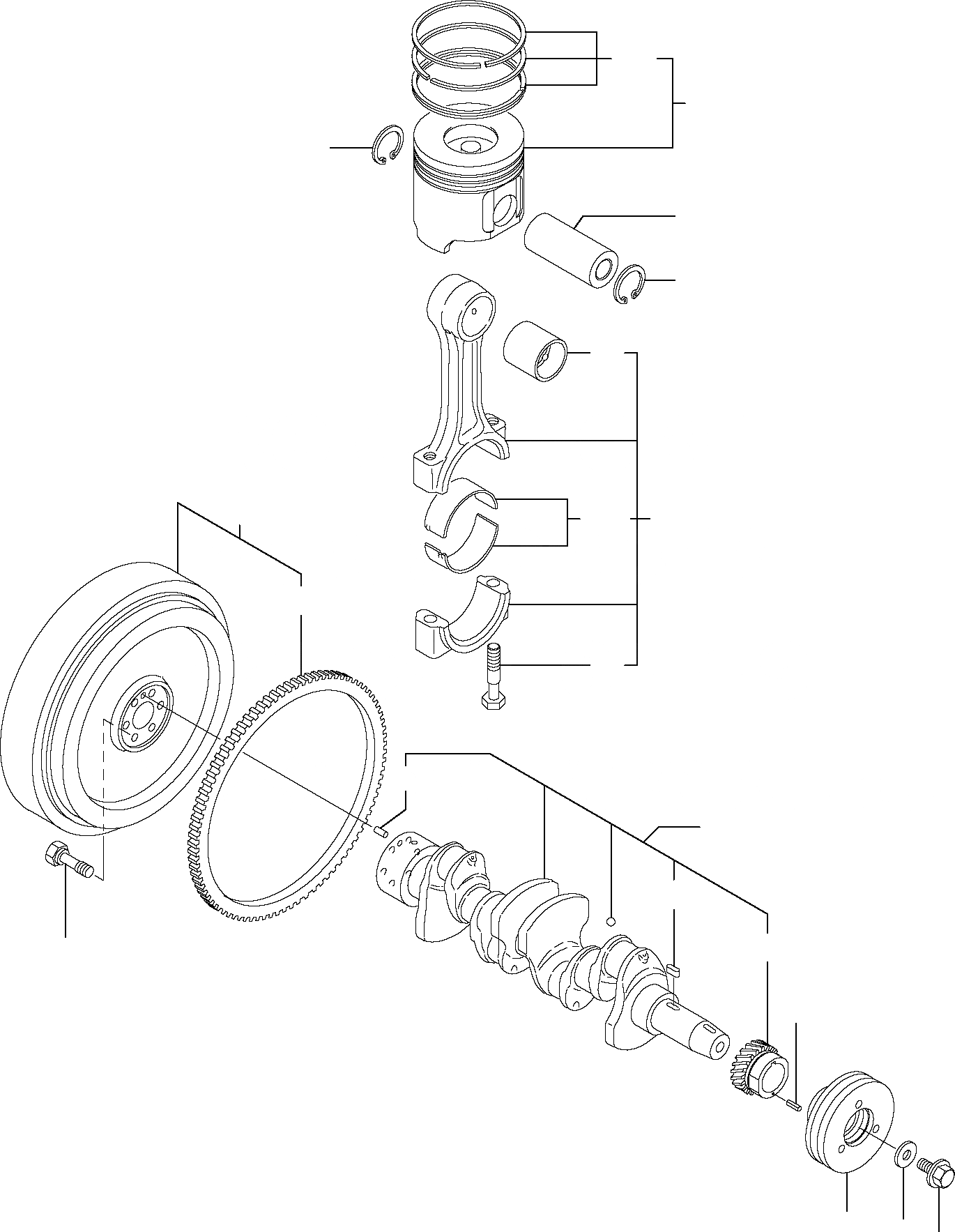 Схема запчастей Komatsu PC45R-8 - КОЛЕНВАЛ И ПОРШЕНЬ ДВИГАТЕЛЬ