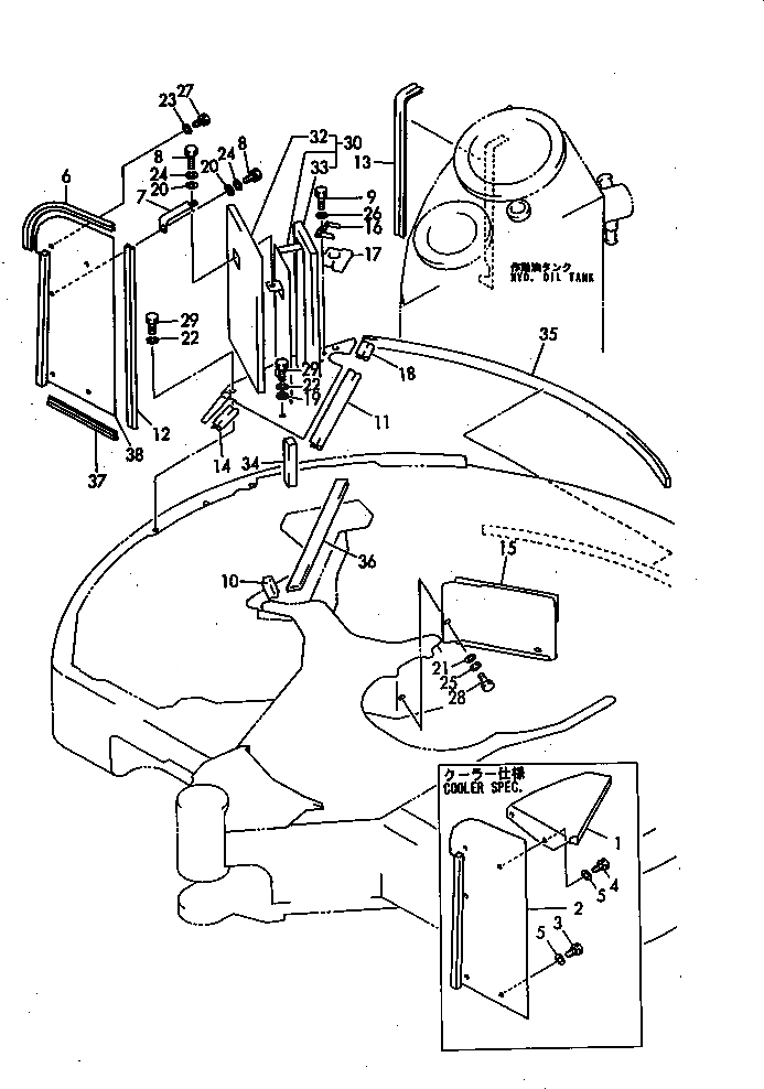 Схема запчастей Komatsu PC50FR-1 - ВОЗДУХОВОДЫ ЧАСТИ КОРПУСА