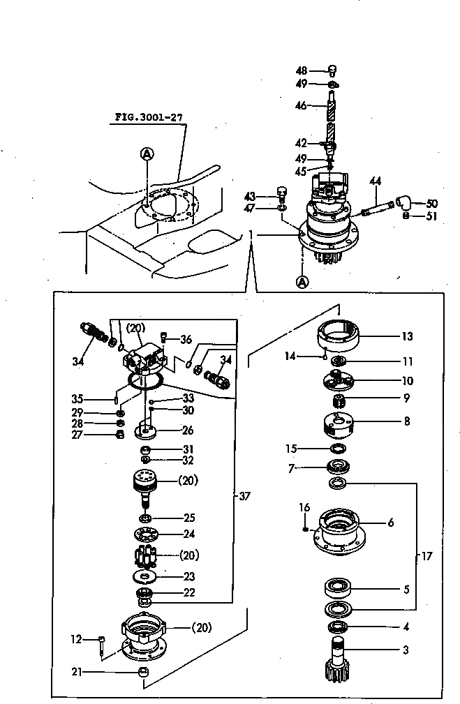 Схема запчастей Komatsu PC50FR-1 - TURNING МОТОР(№-) УПРАВЛ-Е РАБОЧИМ ОБОРУДОВАНИЕМ