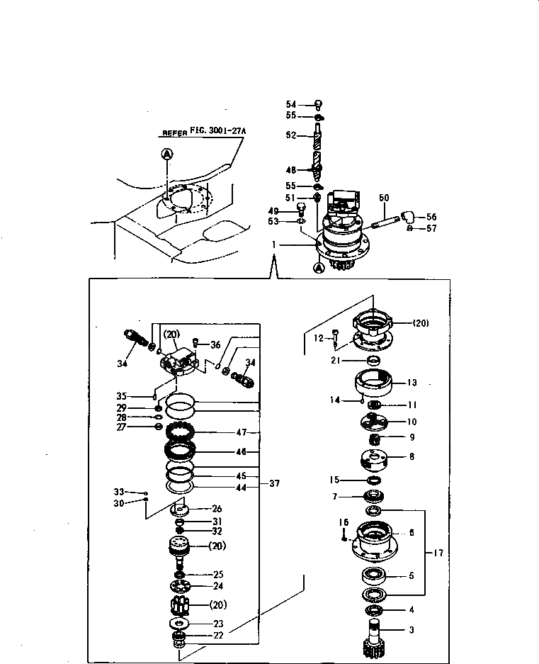 Схема запчастей Komatsu PC50FR-1 - TURNING МОТОР(№-) УПРАВЛ-Е РАБОЧИМ ОБОРУДОВАНИЕМ
