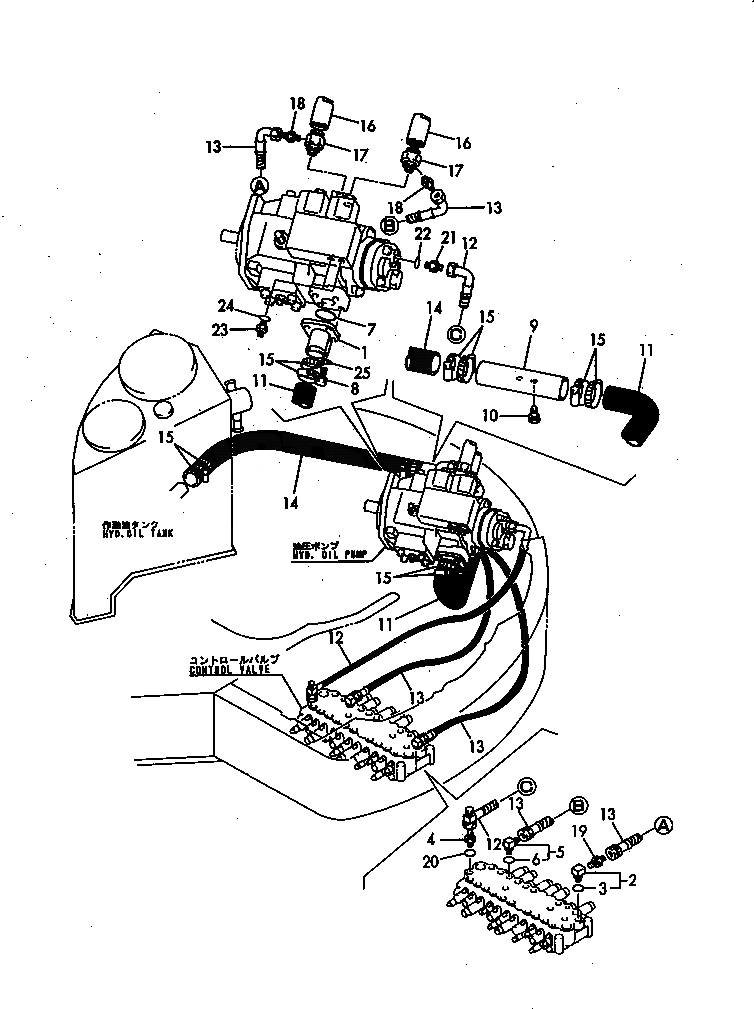 Схема запчастей Komatsu PC50FR-1 - ГИДРОЛИНИЯ (ИЗ БАКА В НАСОС ¤ ИЗ НАСОСА В КЛАПАН) УПРАВЛ-Е РАБОЧИМ ОБОРУДОВАНИЕМ