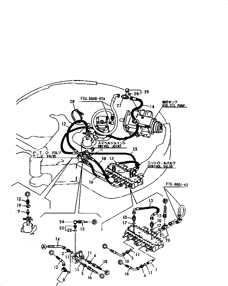 Схема запчастей Komatsu PC50FR-1 - ГИДРОЛИНИЯ (МЕХ-М ОТБОРА МОЩН-ТИ КЛАПАН)(№-) УПРАВЛ-Е РАБОЧИМ ОБОРУДОВАНИЕМ