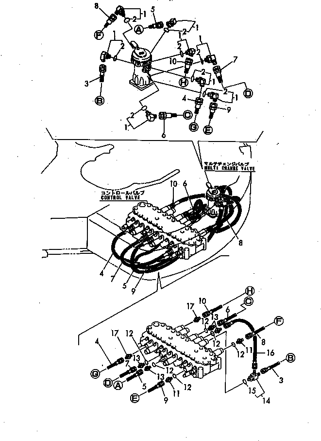 Схема запчастей Komatsu PC50FR-1 - ГИДРОЛИНИЯ (MULTI CHANGE КЛАПАН - УПРАВЛЯЮЩ. КЛАПАН) УПРАВЛ-Е РАБОЧИМ ОБОРУДОВАНИЕМ