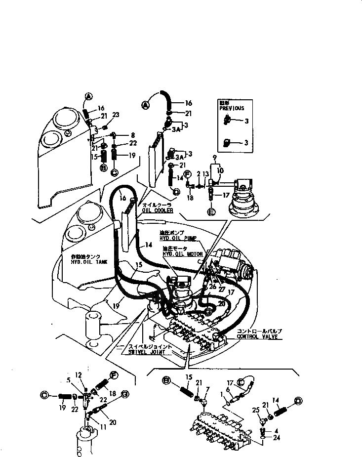 Схема запчастей Komatsu PC50FR-1 - ГИДРОЛИНИЯ (ВОЗВРАТ.)(№-) УПРАВЛ-Е РАБОЧИМ ОБОРУДОВАНИЕМ