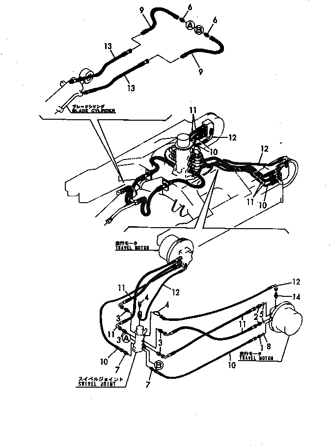 Схема запчастей Komatsu PC50FR-1 - ГИДРОЛИНИЯ (МОТОР ХОДА И ЦИЛИНДР ОТВАЛА ЛИНИЯ) УПРАВЛ-Е РАБОЧИМ ОБОРУДОВАНИЕМ