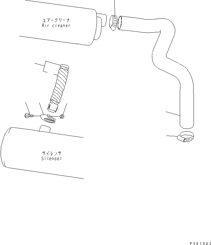 Схема запчастей Komatsu PC50FR-2 - ВОЗДУХООЧИСТИТЕЛЬ ТРУБЫ И ВЫПУСКН. ТРУБЫ КОМПОНЕНТЫ ДВИГАТЕЛЯ
