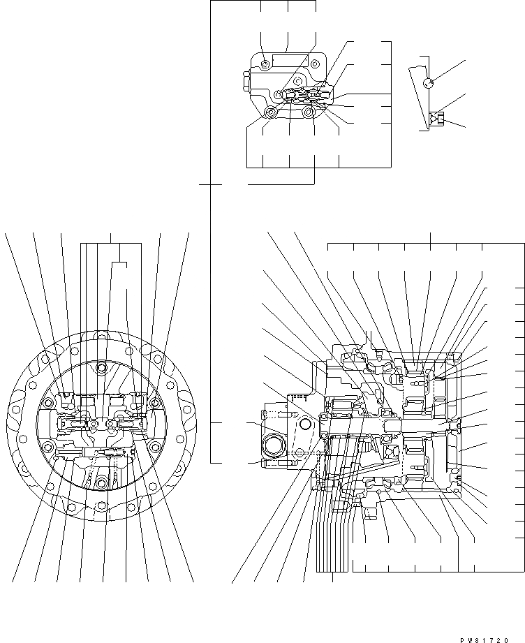 Схема запчастей Komatsu PC50FR-2 - МОТОР ХОДА (ВНУТР. ЧАСТИ) НИЖНЯЯ ГИДРОЛИНИЯ И ЛИНИЯ ХОДА