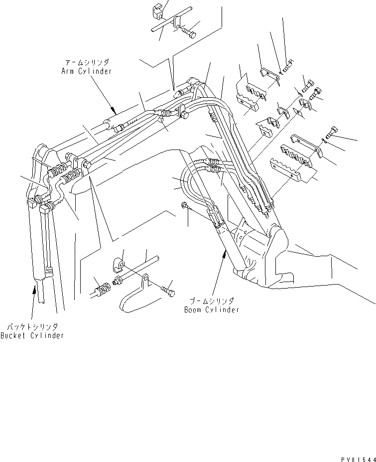Схема запчастей Komatsu PC50FR-2 - ГИДРОЛИНИЯ (СТРЕЛА¤ РУКОЯТЬ И ЛИНИЯ КОВША) РАБОЧЕЕ ОБОРУДОВАНИЕ