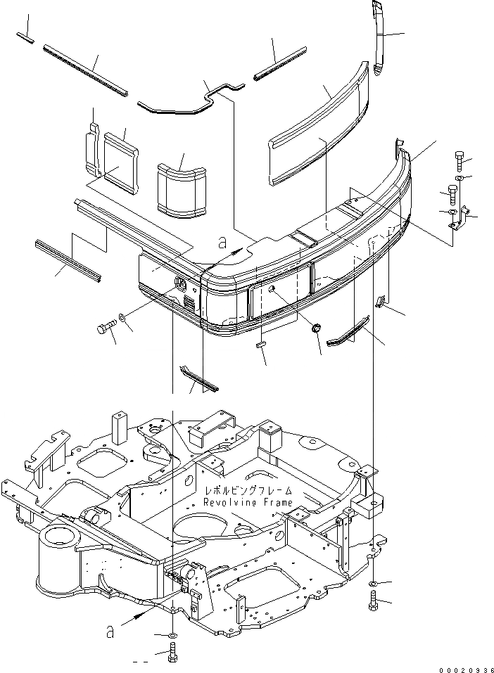 Схема запчастей Komatsu PC50MR-2 - БОКОВ. КРЫШКА (ЛЕВ.) (ДЛЯ ЕС) ЧАСТИ КОРПУСА