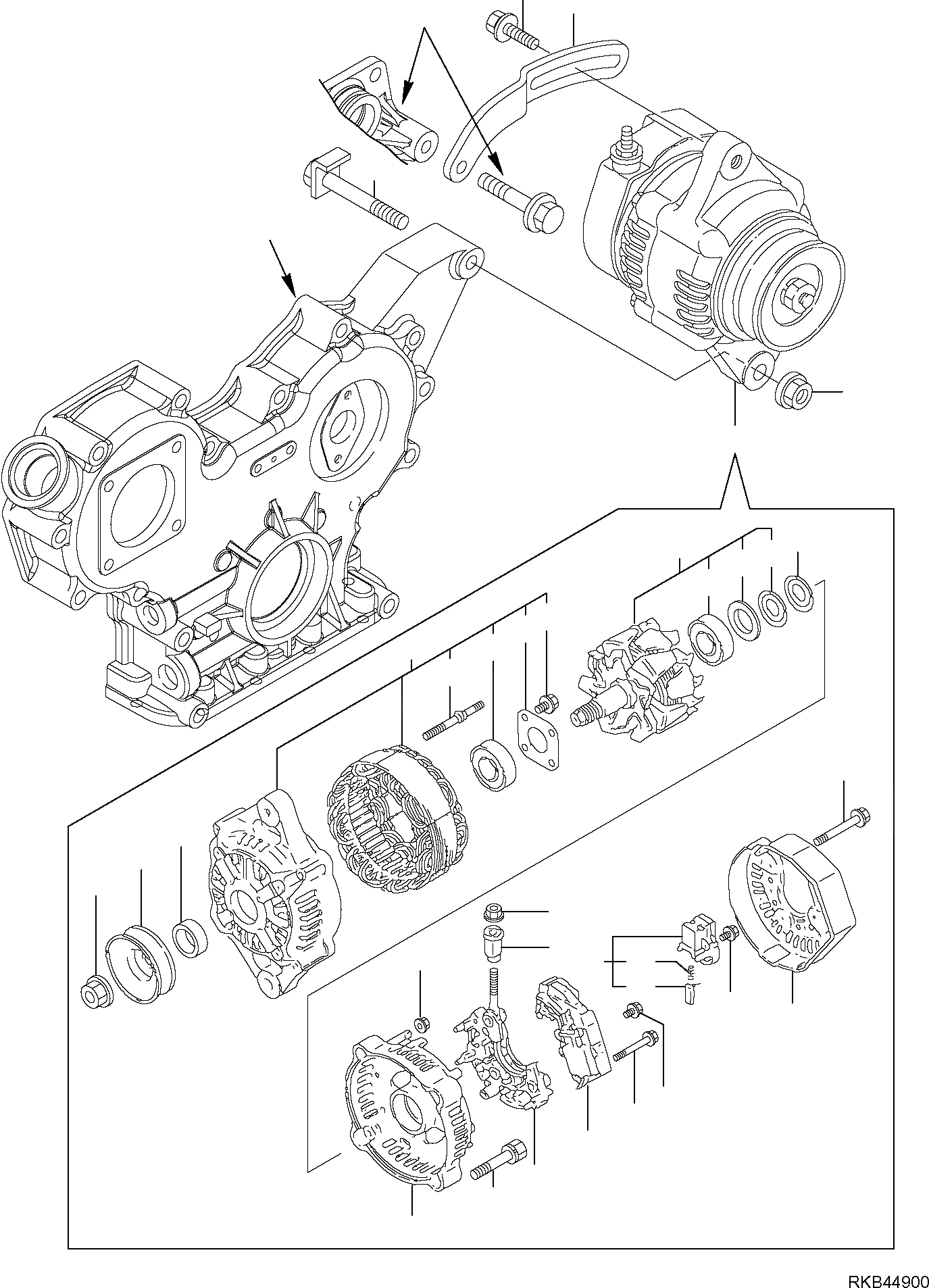 Схема запчастей Komatsu PC50MR-2 - ГЕНЕРАТОР ДВИГАТЕЛЬ