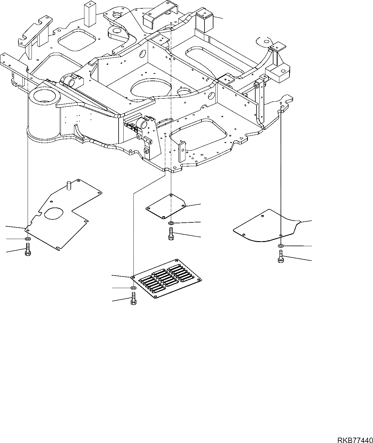 Схема запчастей Komatsu PC50MR-2 - НИЖН. КРЫШКИ ОСН. РАМЫS ЧАСТИ КОРПУСА И КАБИНА