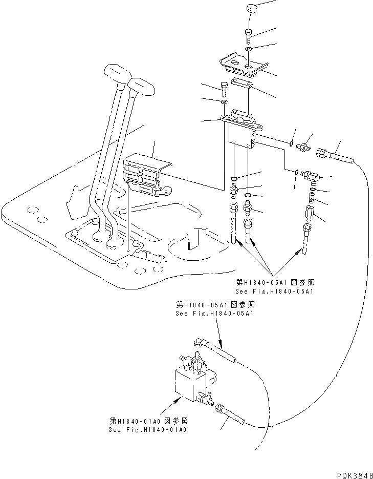 Схема запчастей Komatsu PC50UD-2 - ОСНОВН. КОНСТРУКЦИЯ (УПРАВЛ. НАВЕСН. ОБОРУД.) (TERESCOPIC РУКОЯТЬ ИЛИ НАВЕСН. ОБОРУД)(№8-) КАБИНА ОПЕРАТОРА И СИСТЕМА УПРАВЛЕНИЯ