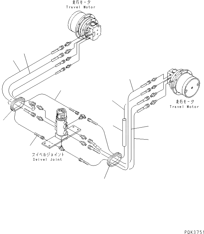 Схема запчастей Komatsu PC50UD-2 - НИЖН. ГИДРАВЛ ЛИНИЯ (МОТОР ХОДА ЛИНИЯ)(№8-) НИЖНЯЯ ГИДРОЛИНИЯ И ЛИНИЯ ХОДА