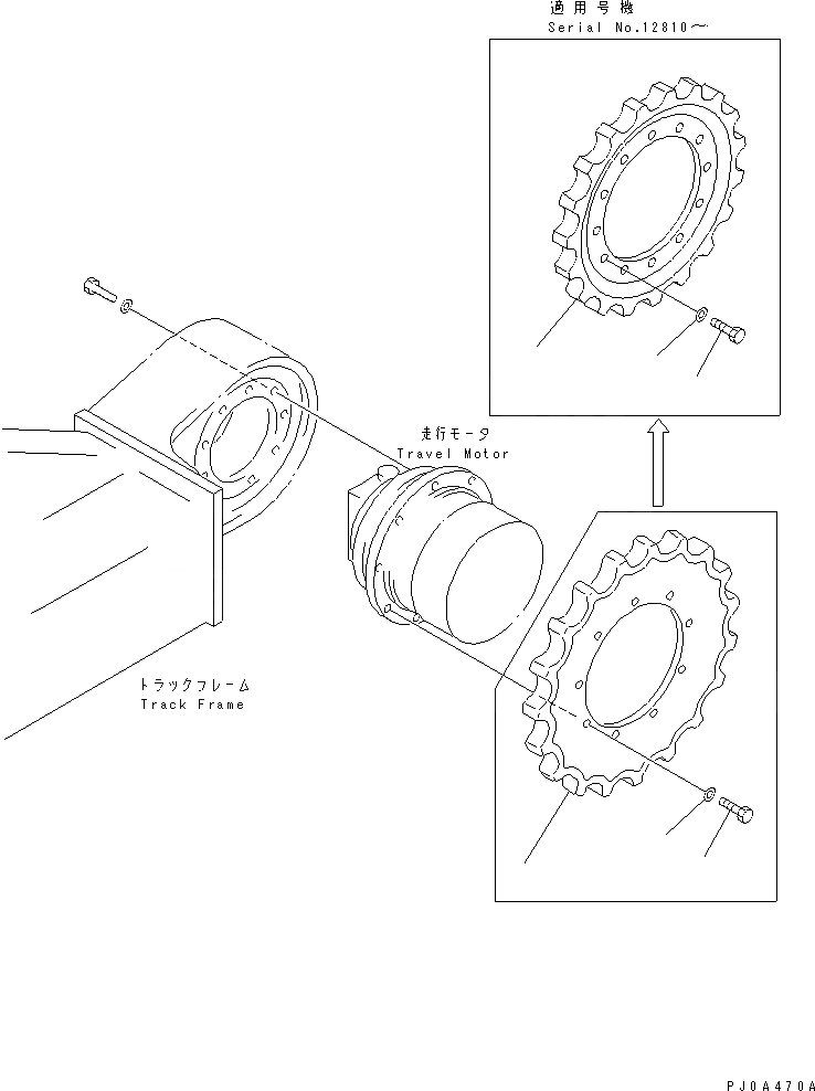 Схема запчастей Komatsu PC50UD-2 - ЗВЕЗДОЧКА(№7-) НИЖНЯЯ ГИДРОЛИНИЯ И ЛИНИЯ ХОДА