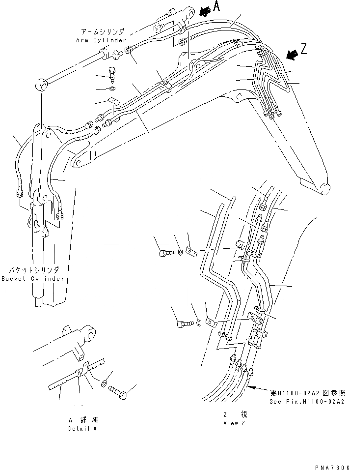 Схема запчастей Komatsu PC50UD-2 - СТРЕЛА (ГИДРАВЛ ЛИНИЯ) РАБОЧЕЕ ОБОРУДОВАНИЕ