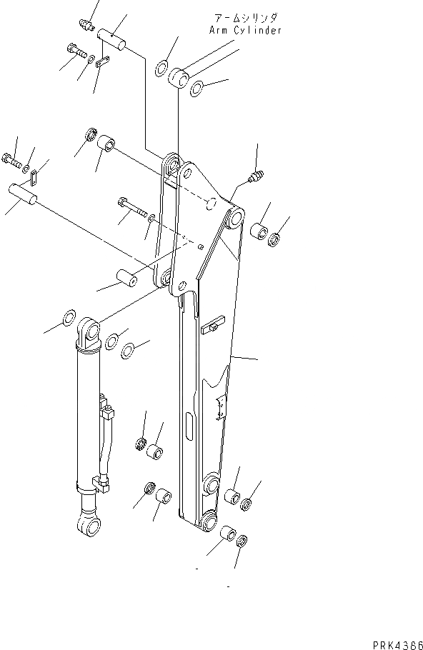 Схема запчастей Komatsu PC50UD-2 - РУКОЯТЬ (РУКОЯТЬ И ПАЛЕЦ) (НАВЕСН. ОБОРУД.) РАБОЧЕЕ ОБОРУДОВАНИЕ