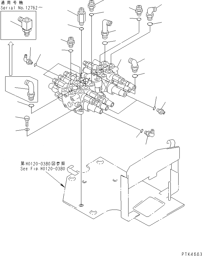 Схема запчастей Komatsu PC50UU-2 - ОСНОВН. КЛАПАН (КРЕПЛЕНИЕ И ПАТРУБОК) (ДЛЯ КЛАПАН ПРАВ.) (TERESCOPIC РУКОЯТЬ)  (EC СПЕЦ-Я.) ГИДРАВЛИКА