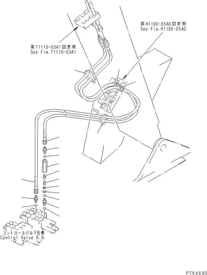 Схема запчастей Komatsu PC50UU-2 - НАВЕСНОЕ ОБОРУД-Е (ТЕЛЕСКОПИЧЕСК. РУКОЯТЬ) ГИДРАВЛИКА
