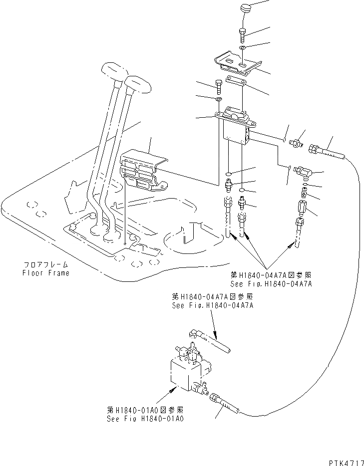 Схема запчастей Komatsu PC50UU-2 - ОСНОВН. КОНСТРУКЦИЯ (УПРАВЛ. НАВЕСН. ОБОРУД.) (TERESCOPIC РУКОЯТЬ ИЛИ НАВЕСН. ОБОРУД) КАБИНА ОПЕРАТОРА И СИСТЕМА УПРАВЛЕНИЯ