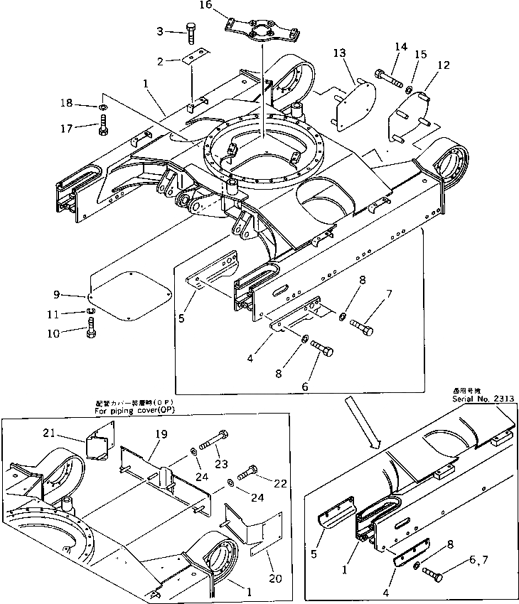Схема запчастей Komatsu PC50UU-1 - ГУСЕНИЧНАЯ РАМА(№-) ХОДОВАЯ