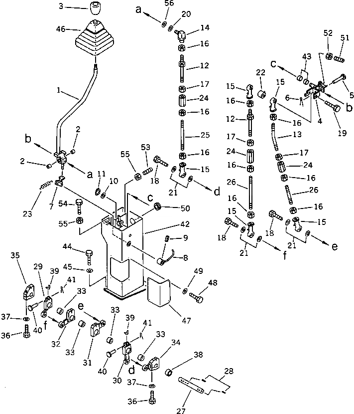 Схема запчастей Komatsu PC50UU-1 - РЫЧАГ УПРАВЛЕНИЯ РАБОЧИМ ОБОРУДОВАНИЕМ (РУКОЯТЬ И ПОВОРОТН.)           ( WAY SHIFT PATTERN СПЕЦ-Я.)(№-) СИСТЕМА УПРАВЛЕНИЯ И ОСНОВНАЯ РАМА