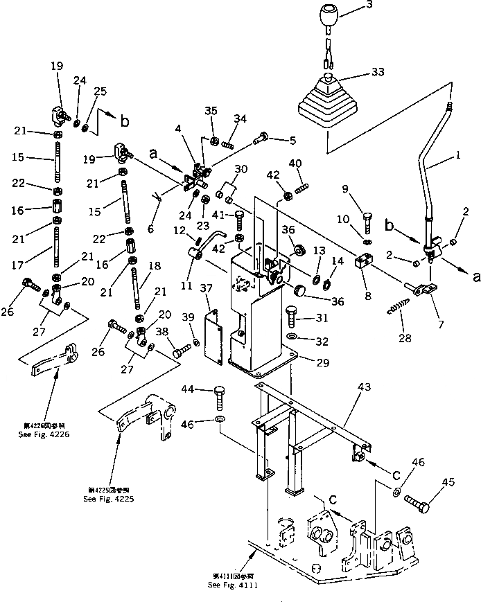 Схема запчастей Komatsu PC50UU-1 - РЫЧАГ УПРАВЛЕНИЯ РАБОЧИМ ОБОРУДОВАНИЕМ (СТРЕЛА И КОВШ)          ( WAY SHIFT PATTERN СПЕЦ-Я.)(№-) СИСТЕМА УПРАВЛЕНИЯ И ОСНОВНАЯ РАМА