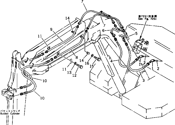 Схема запчастей Komatsu PC50UU-1 - ГИДРОЛИНИЯ (ЦИЛИНДР КОВША) (HOE )(№-) РАБОЧЕЕ ОБОРУДОВАНИЕ