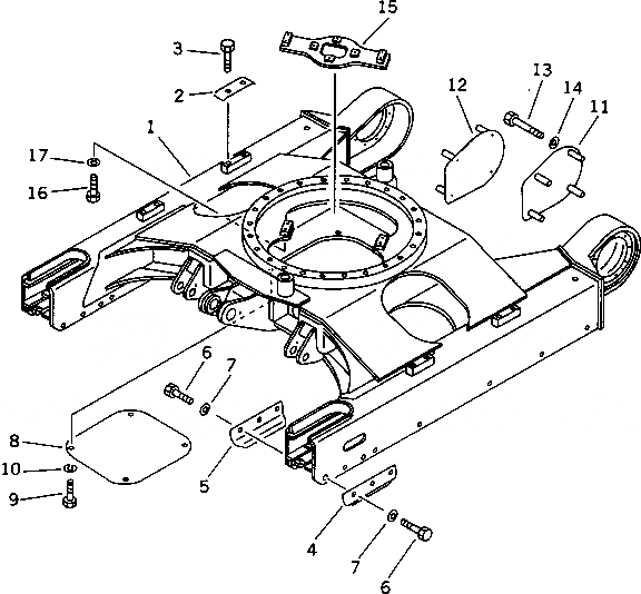 Схема запчастей Komatsu PC50UU-1 - ГУСЕНИЧНАЯ РАМА (ДЛЯ НАКЛОНЯЕМ. МЕХАНИЧ. ПОВОРОТНЫЙ ОТВАЛ)(№-) ХОДОВАЯ