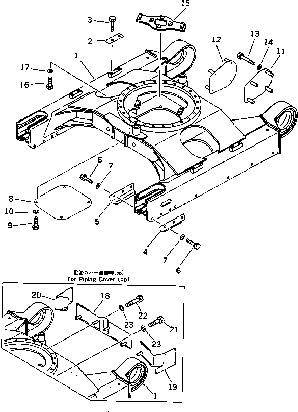 Схема запчастей Komatsu PC50UU-1 - ГУСЕНИЧНАЯ РАМА (ДЛЯ КОРОТК. REACH СПЕЦ-Я.)(№-) ХОДОВАЯ