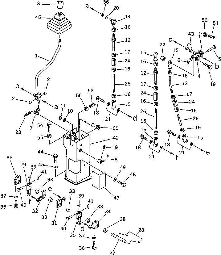 Схема запчастей Komatsu PC50UU-1 - РЫЧАГ УПРАВЛЕНИЯ РАБОЧИМ ОБОРУДОВАНИЕМ (РУКОЯТЬ И ПОВОРОТН.)           ( WAY SHIFT PATTERN СПЕЦ-Я.)(№-) СИСТЕМА УПРАВЛЕНИЯ И ОСНОВНАЯ РАМА