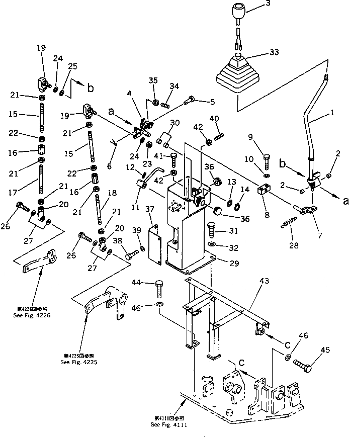 Схема запчастей Komatsu PC50UU-1 - РЫЧАГ УПРАВЛЕНИЯ РАБОЧИМ ОБОРУДОВАНИЕМ (СТРЕЛА И КОВШ) ( WAY SHIFT PATTERN СПЕЦ-Я.)(№-) СИСТЕМА УПРАВЛЕНИЯ И ОСНОВНАЯ РАМА