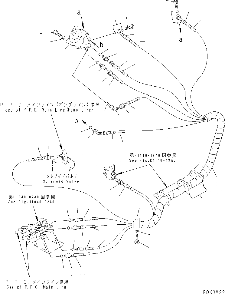 Схема запчастей Komatsu PC50UU-2 - ОСНОВН. КОНСТРУКЦИЯ (ТРУБЫ ЛЕВ.) (KOMATSU PATTERN)(№8-88¤88-899) КАБИНА ОПЕРАТОРА И СИСТЕМА УПРАВЛЕНИЯ