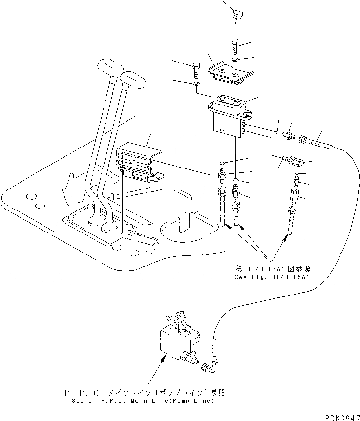 Схема запчастей Komatsu PC50UU-2 - ОСНОВН. КОНСТРУКЦИЯ (УПРАВЛ. НАВЕСН. ОБОРУД.) (TERESCOPIC РУКОЯТЬ ИЛИ НАВЕСН. ОБОРУД)(№8-99) КАБИНА ОПЕРАТОРА И СИСТЕМА УПРАВЛЕНИЯ