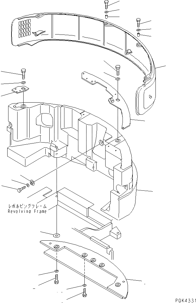 Схема запчастей Komatsu PC50UU-2 - ПРОТИВОВЕС (ТОРМОЗ.R РУКОЯТЬ И ROAD ЛИНИЯAR)(№99-) ЧАСТИ КОРПУСА