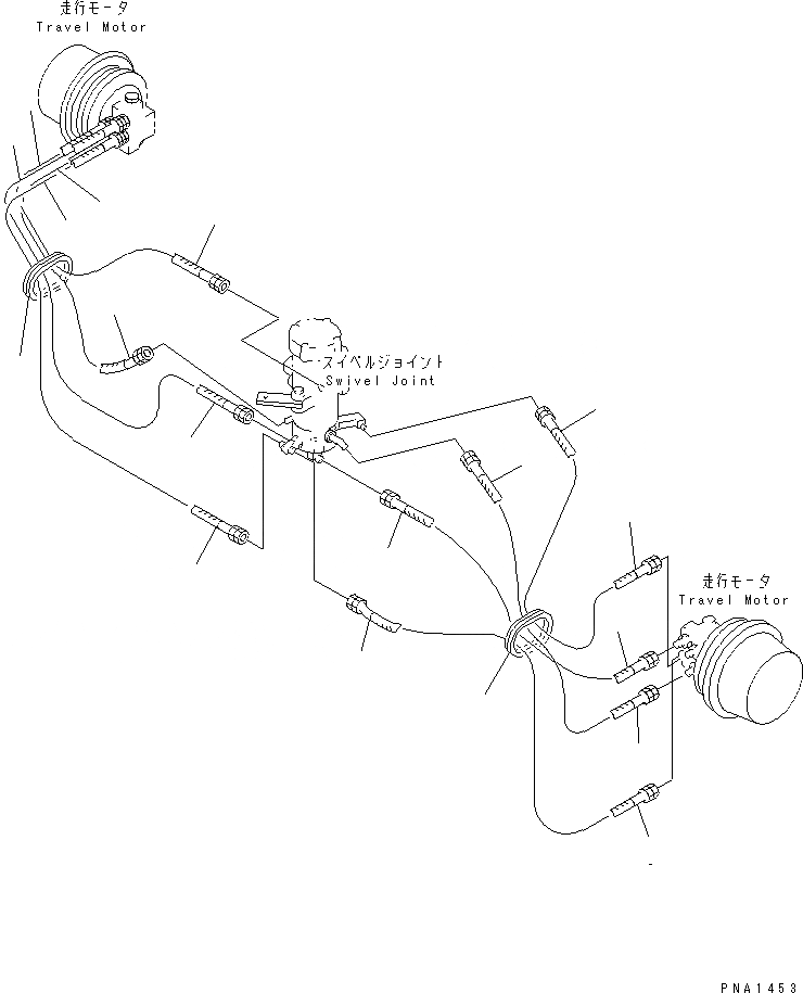 Схема запчастей Komatsu PC50UU-2 - НИЖН. ГИДРАВЛ ЛИНИЯ (МОТОР ХОДА ЛИНИЯ)(№8-99) НИЖНЯЯ ГИДРОЛИНИЯ И ЛИНИЯ ХОДА