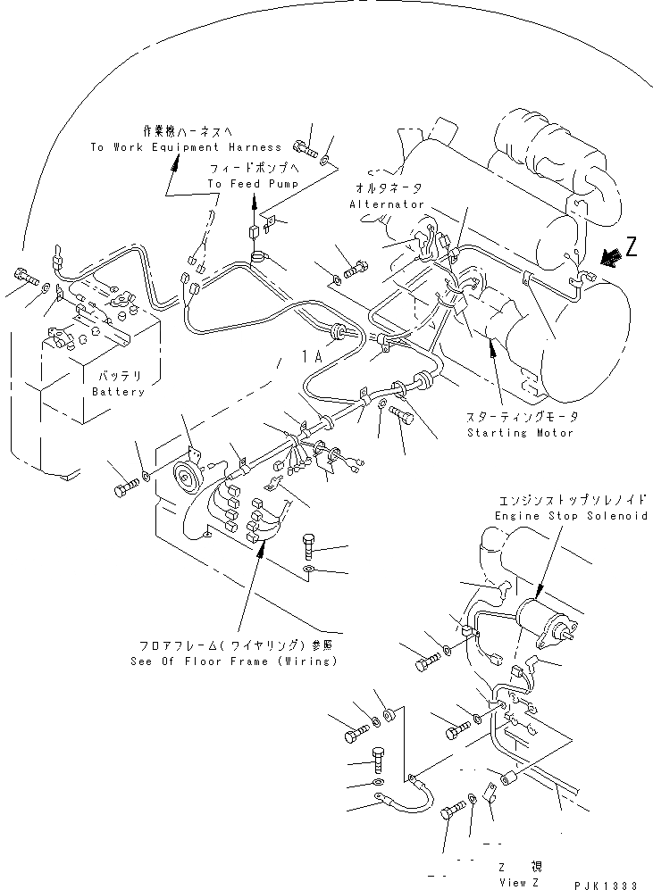 Схема запчастей Komatsu PC50UUM-2 - ЭЛЕКТР. (ОСНОВН. Э/ПРОВОДКА) (НАВЕС И КАБИНА) ЭЛЕКТРИКА