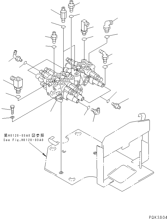 Схема запчастей Komatsu PC50UUM-2 - ОСНОВН. КЛАПАН (КРЕПЛЕНИЕ И ПАТРУБОК) (ДЛЯ КЛАПАН ПРАВ.) ГИДРАВЛИКА